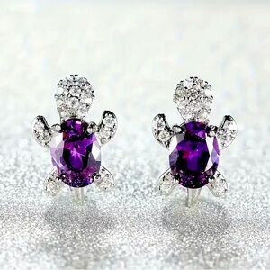 Purple Zircon Sea Turtle Earrings